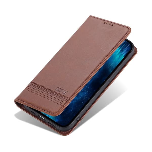 AZNS iPhone 14 Plus Plånboksfodral Konstläder - Brun - Stöttålig Flip Cover
