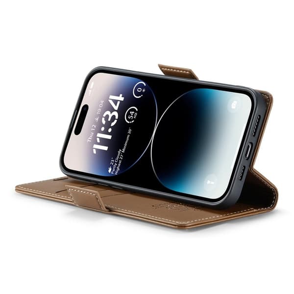 CASEME Plånboksfodral Konstläder för iPhone 14 Pro Max - Brun