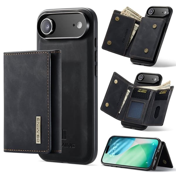 DG.MING iPhone Air Konstläder Plånboksfodral Kickstand PU - Svart