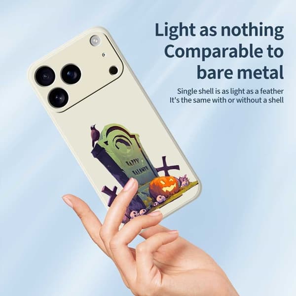 Mobilskal till iPhone 17 Pro med Halloween Tombstone Pattern - Grön Grön