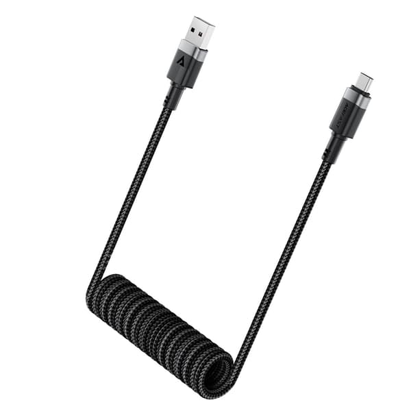 Acefast USB-A - USB-C 3A Kabel 1.2m Spring 480Mb/s - Svart Svart