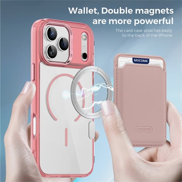 Mobilskal till iPhone 17 Pro Max MagSafe med Korthållare - Rosa Rosa