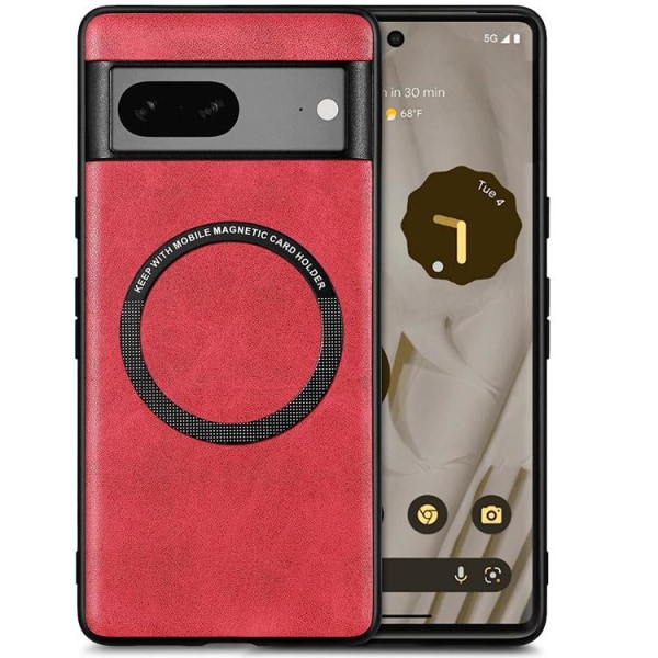 Google Pixel 7A Mobiltaske Magsafe Læder - Rød