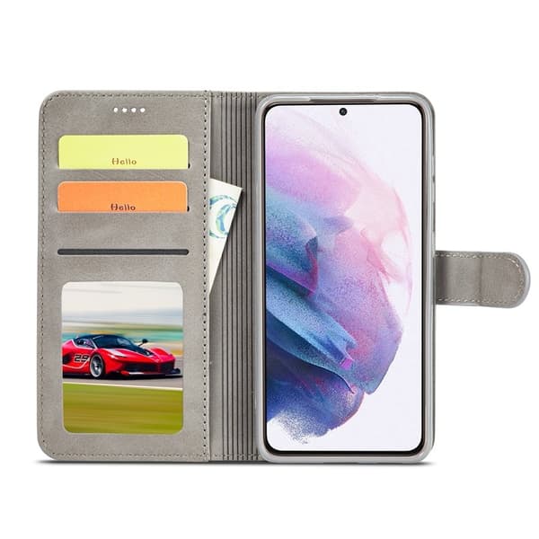 LC.IMEEKE Samsung Galaxy S21 Plånboksfodral i Konstläder - Grå