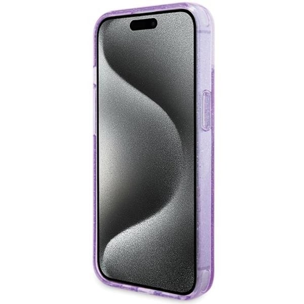 Guess iPhone 15/14 Plus Mobilskal Magsafe Ringställ Script Glitter - Lila