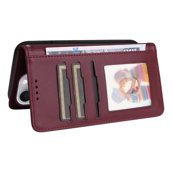 BETOPNICE iPhone 16 Pro Max Plånboksfodral - Detachable Konstläder- Vinröd