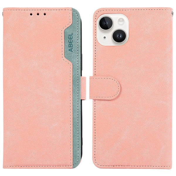 ABEEL iPhone 14 Plus Plånboksfodral KonstLäder RFID-Skydd - Rosa