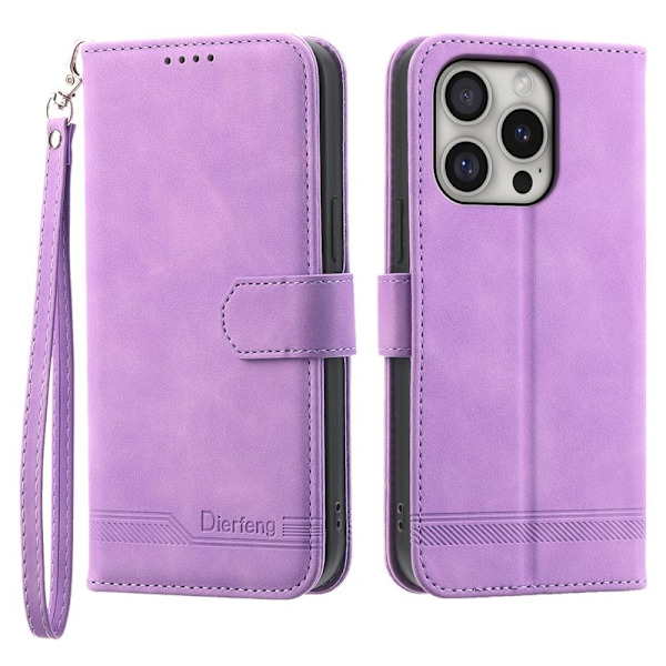 DIERFENG DF-03 iPhone 16 Pro Plånboksfodral Konstläder - Lila