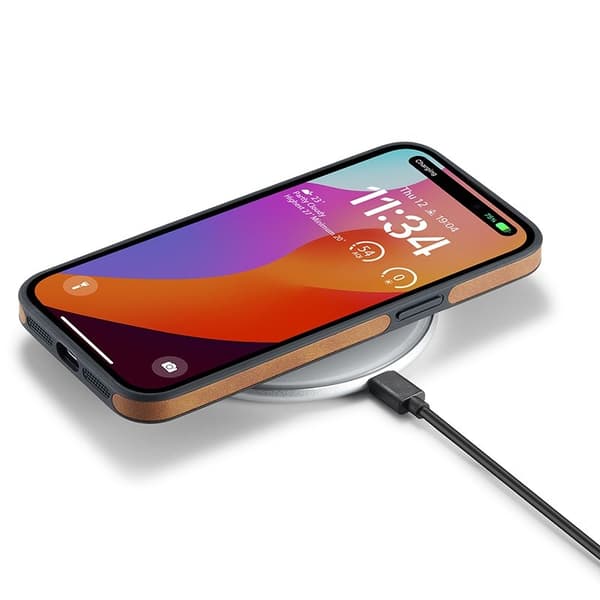 DG.MING Mobilskal till iPhone 15 Pro Logo View Chockskydd PU Läder Brun