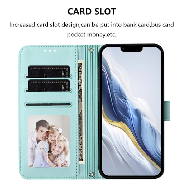 iPhone 16e Plånboksfodral Läder med Handledsrem - Mintgrön Grön