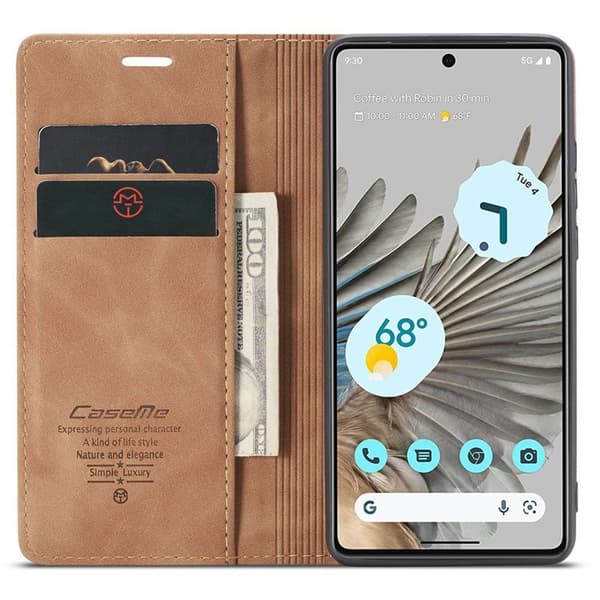 CASEME 013 Series Google Pixel 7 Pro Plånboksfodral Konstläder Brun
