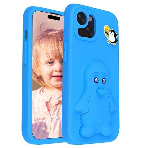 Penguin Mobilskal till iPhone 14/13 Kickstand Stöttålig EVA - Blå