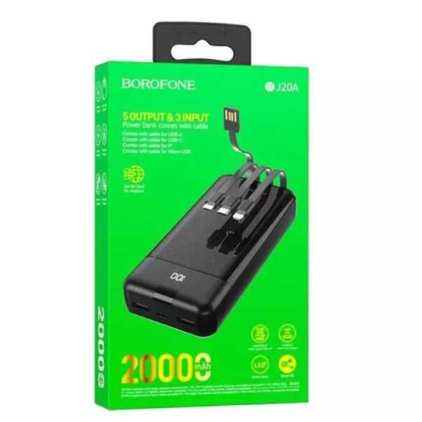 Borofone BJ20A Powerbank 20000mAh - Sort