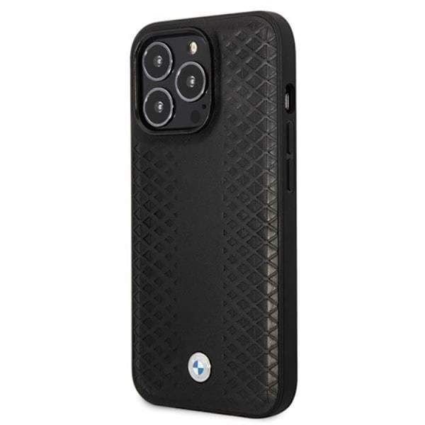 BMW iPhone 14 Pro -puhelinkotelo Nahka Diamond Pattern - Musta Black