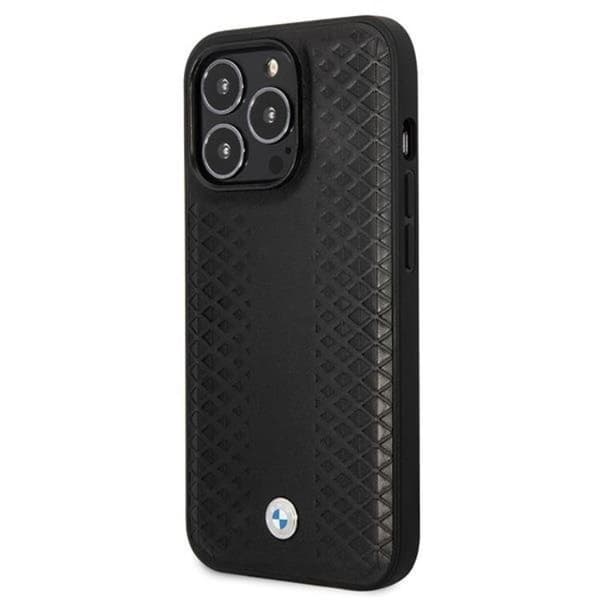 BMW Mobilskal till iPhone 14 Pro Läder Diamond Pattern - Svart Svart