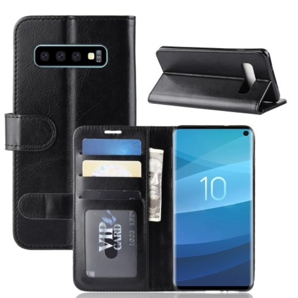 Crazy Horse Plånboksfodral till Samsung Galaxy S10 - Black Svart