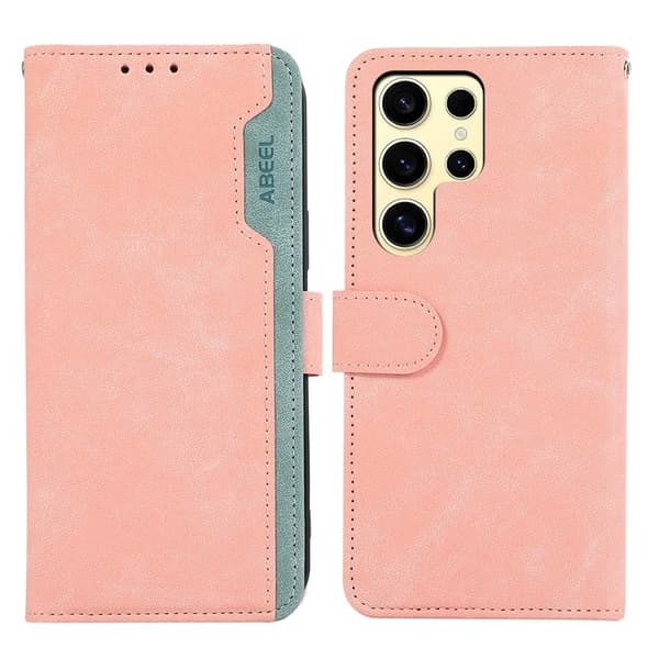 ABEEL Samsung Galaxy S23 Ultra Plånboksfodral RFID-Skydd Konstläder Rosa