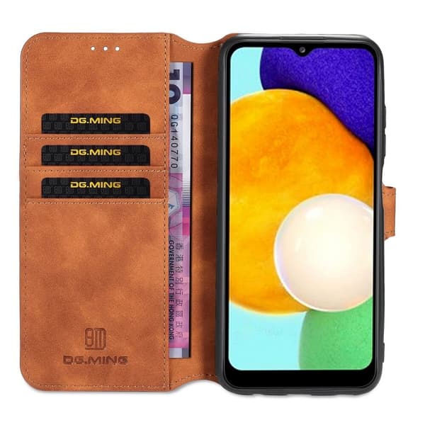Dgming Retro Plånboksfodral till Samsung Galaxy A03s - Brun Brown