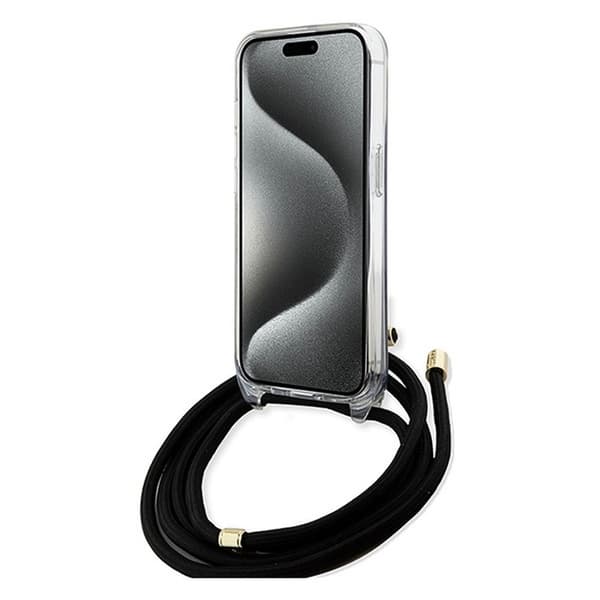 Guess iPhone 15 Pro -puhelinkaulakoru 4G Print - Musta Black