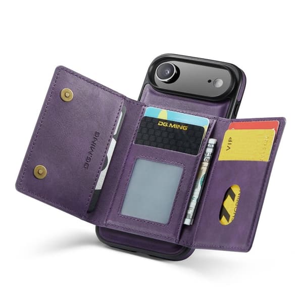 DG.MING M5 Series iPhone Air Plånboksfodral Konstläder Magnetiskt Lila