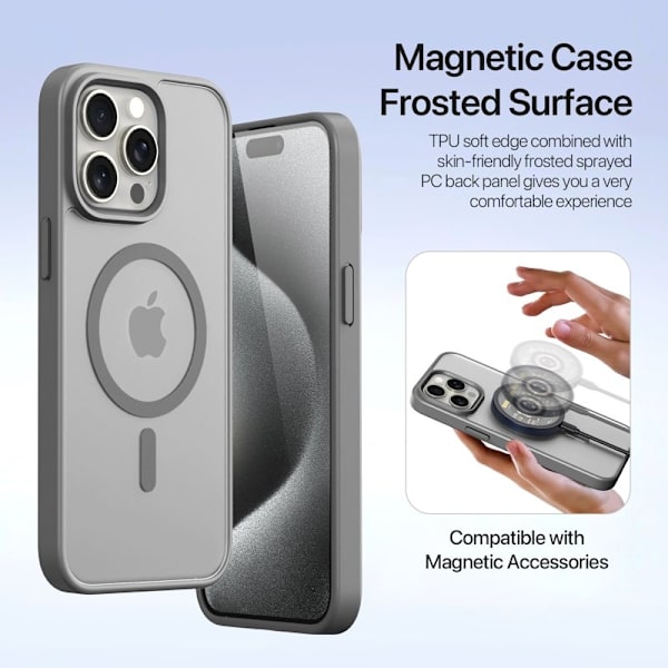 DUX DUCIS Lawa iPhone 15 Pro Max Plånboksfodral Äkta läder - Grå