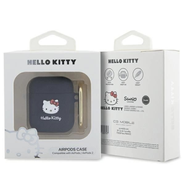 Hello Kitty AirPods 1/2 Shell Silicone 3D Kitty Head - musta