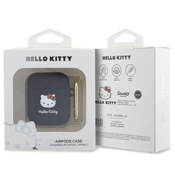 Hello Kitty AirPods 1/2 Skal Silikon 3D Kitty Head - Sort