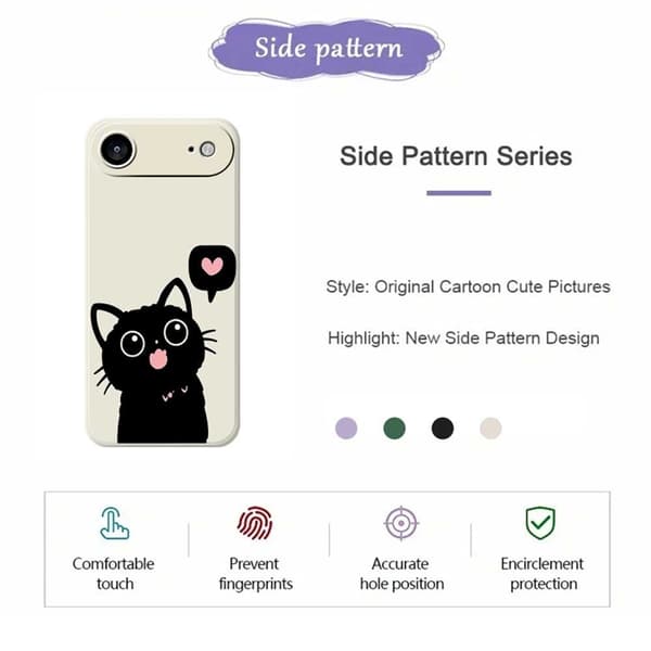 Mobilskal till iPhone Air Love Black Cat Pattern - Grön Grön