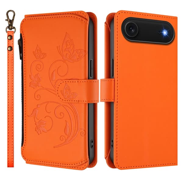 iPhone Air Plånboksfodral Butterfly Floral Imprint - Orange Orange