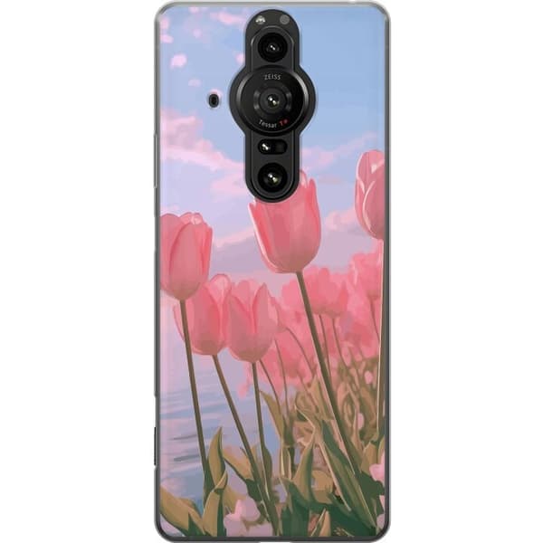 Mobilcover til Sony Xperia Pro-I med lyserøde tulipaner