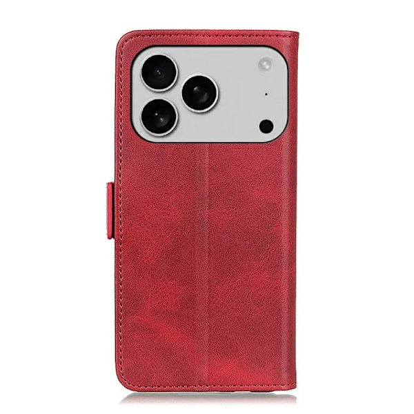 iPhone 17 Pro Max Plånboksfodral Konstläder Texture - Röd Röd