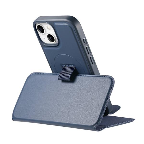 CASENEO iPhone 15 Plånboksfodral RFID Blocking Konstläder - Blå