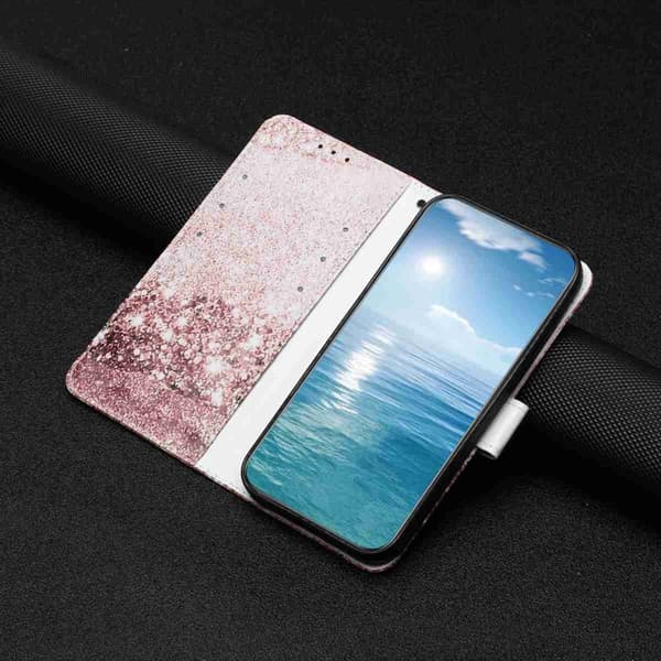 Plånboksfodral för Samsung Galaxy S26 Flip Konstläder - Roséguld Marmor
