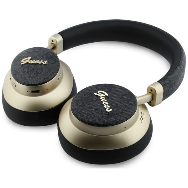 Guess On-Ear Hörlurar Bluetooth ENC 4G Gold Script Metal - Svart