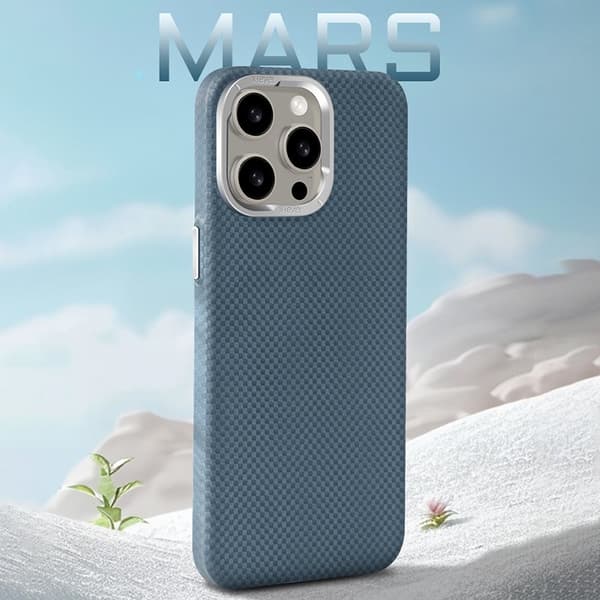X-LEVEL Mobilskal till iPhone 15 Pro Max Magnetisk Kolfiber Metall Blå