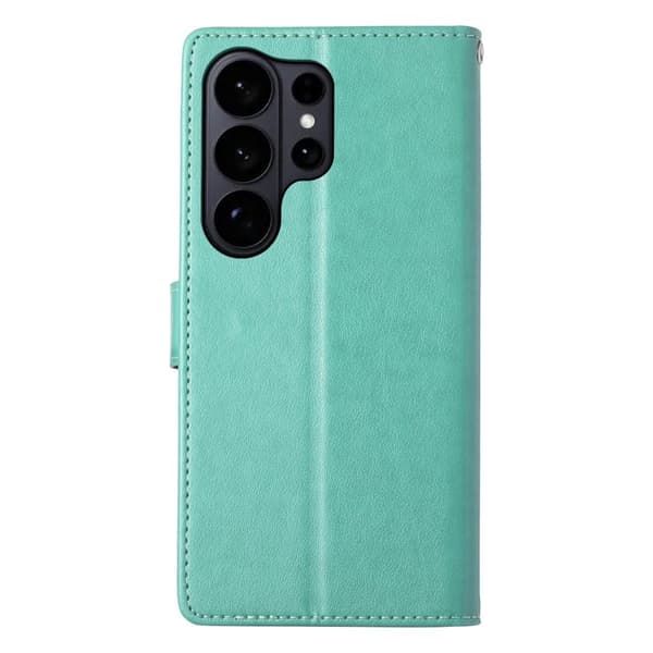 Samsung Galaxy S26 Ultra Plånboksfodral Konstläder Blomtryck - Grön