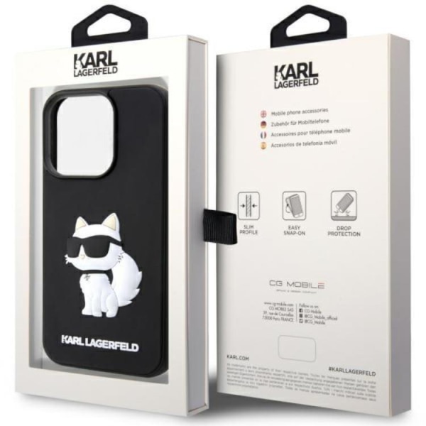 Karl Lagerfeld iPhone 14 Pro Max matkapuhelimen suojus, kuminen Choupette 3D