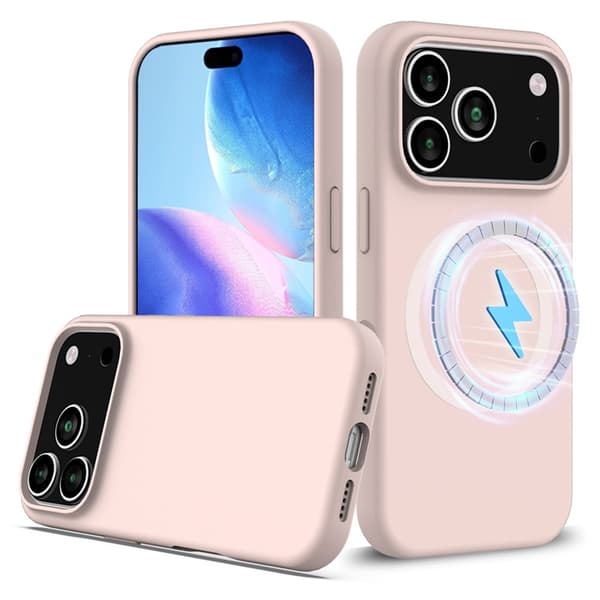 Mobilskal till iPhone 17 Pro Max MagSafe Silikon Anti-Drop - Rosa Rosa