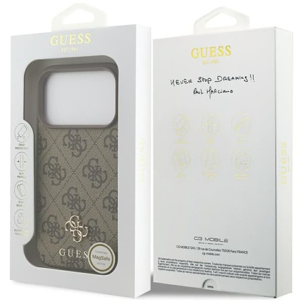 Guess Mobilskal till iPhone 17 Pro MagSafe 4G Small Classic Logo - Brun Brun