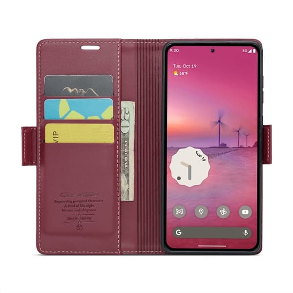 CASEME Plånboksfodral Konstläder till Google Pixel 9 Pro XL - Röd