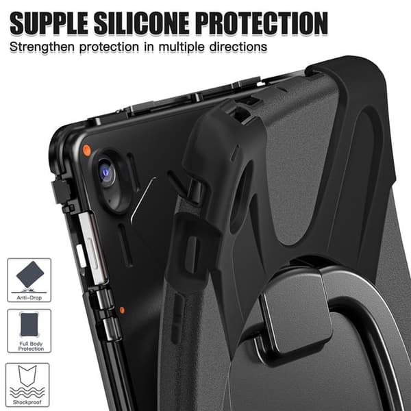 Mobilskal till Galaxy Tab S10 FE Plus Kickstand Handle Grip - Svart Svart