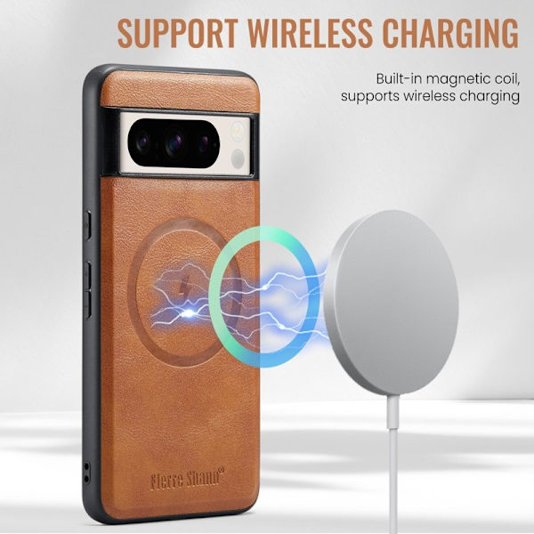 FIERRE SHANN 025 Google Pixel 8 Pro Fodral PU+TPU - Brun