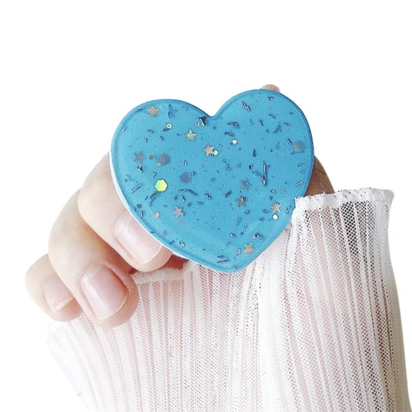 Heart Glitter Mobilhållare / Mobilgrepp - Blå Blå