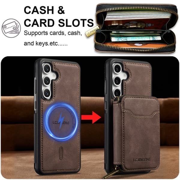LC.IMEEKE L6 för Samsung Galaxy A15 Plånboksfodral Konstläder - Brun