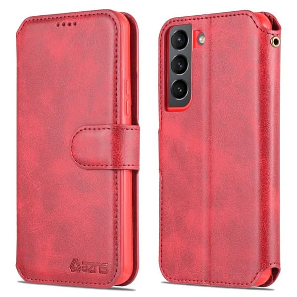 AZNS Samsung Galaxy S22 5G Plånboksfodral Konstläder - Röd