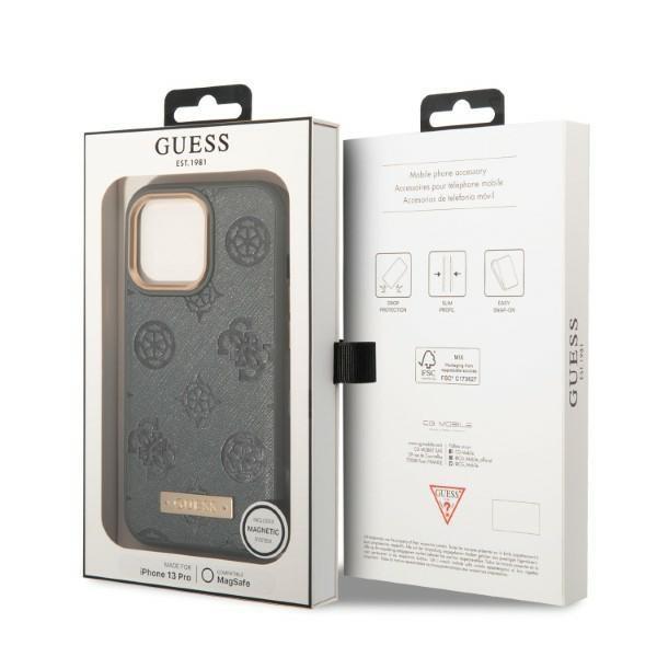 Guess iPhone 13 Pro Skal MagSafe Peony Logo Plate - Harmaa