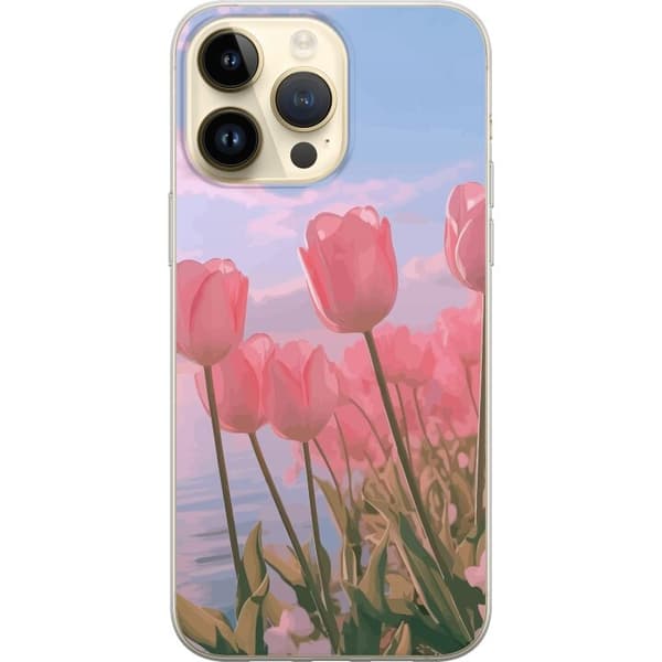 Mobilcover til Apple iPhone 15 Pro Max med Rosa Tulipaner