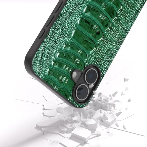 ABEEL Mobilskal till iPhone 16 Plus Äkta Läder Krokodil Grön