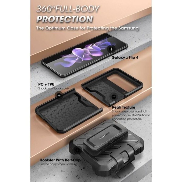 SupCase Galaxy Z Flip 4 Skal Unicorn Beetle Pro - Svart