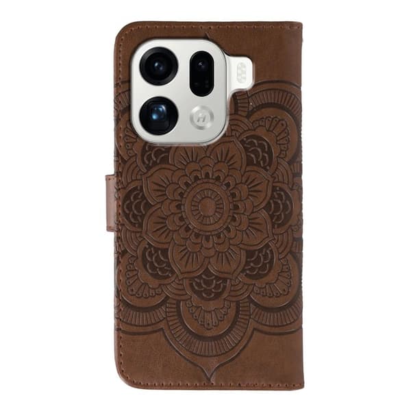 Oppo Find X9 Pro 5G Plånboksfodral Konstläder Mandala Mönster - Brun